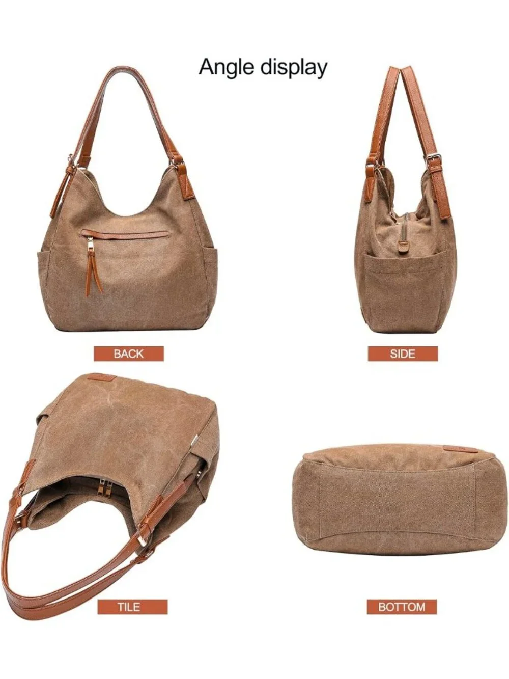 Stylish Multi-Pocket Canvas Hobo Tote Bag - Casual Embroidered Shoulder Handbag
